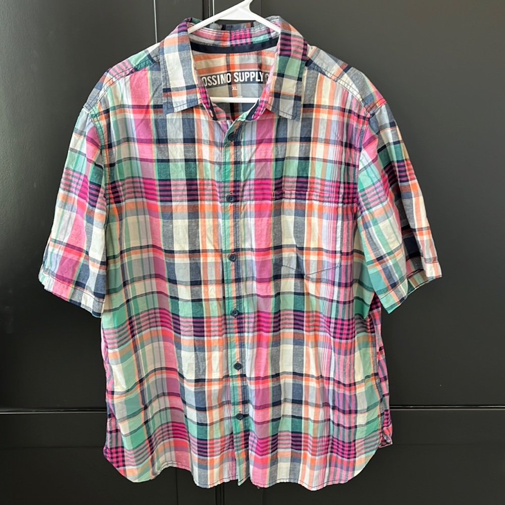 *3 FOR $12* Multi Plaid Short Sleeve Button Down Shirt